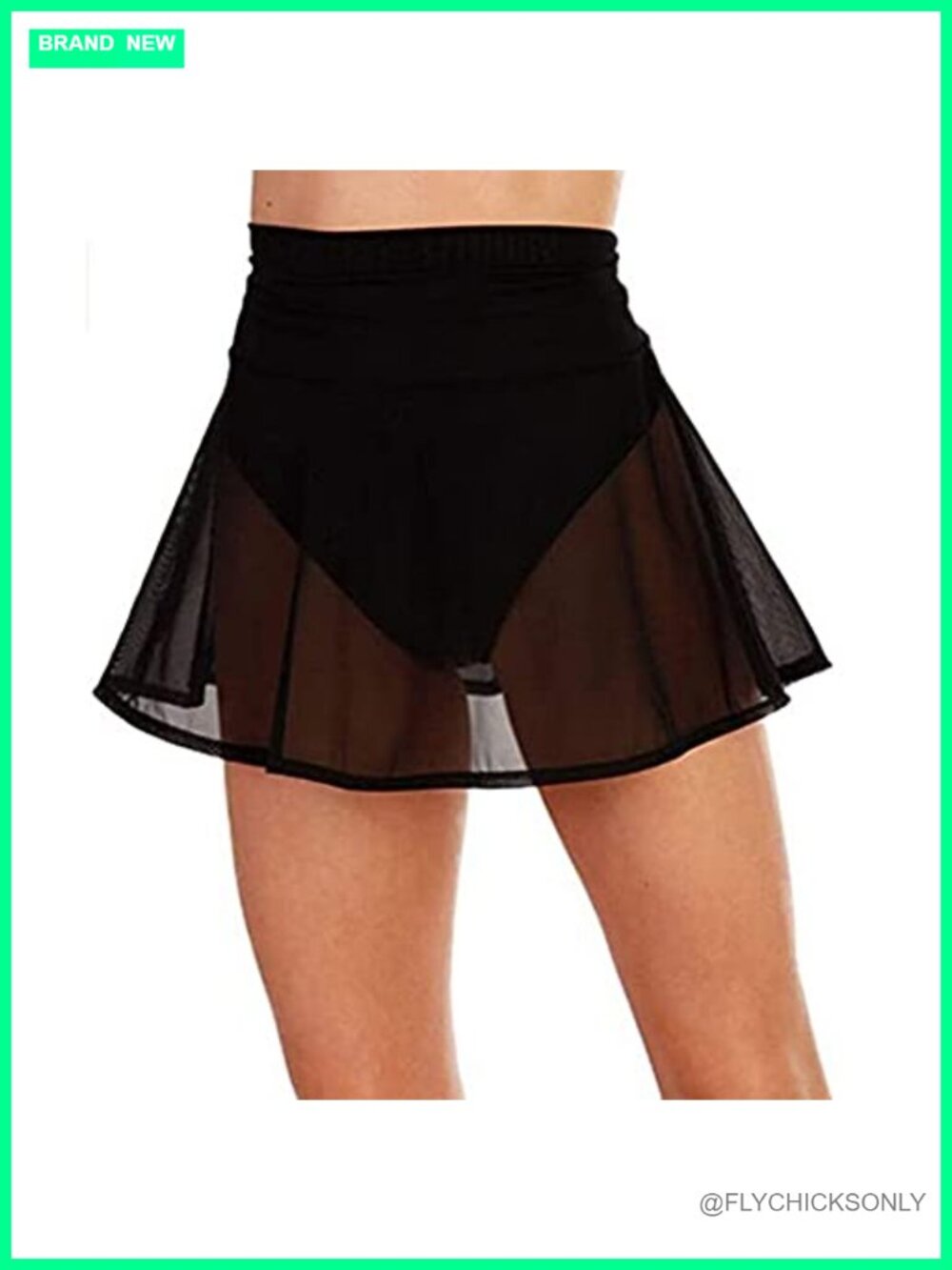 Sheer Mesh Mini Skirt High Waist Solid Skater Beach Cover-Up